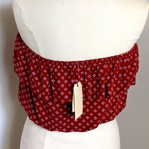 B.o.h Collective Crimson Band of Gypsies Tube Top with Ruffle L - Picture 4 of 9